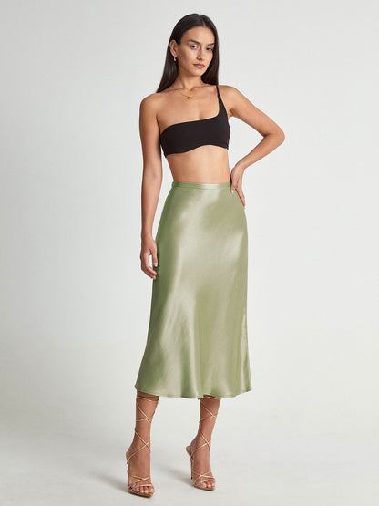 Falda Midi Mujer de Satén Suave Corte Elegante