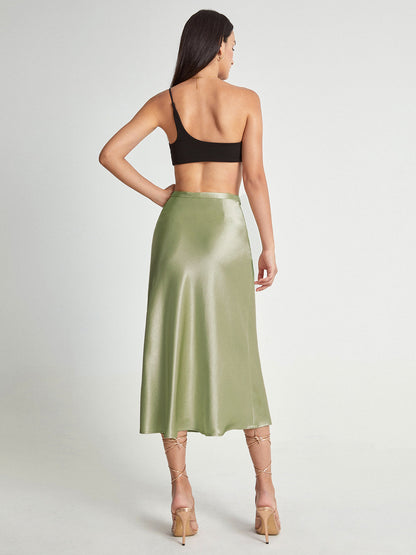 Falda Midi Mujer de Satén Suave Corte Elegante