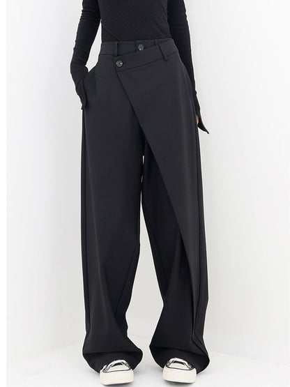Pantalón Mujer Fluido Pierna Ancha Diseño Cruzado