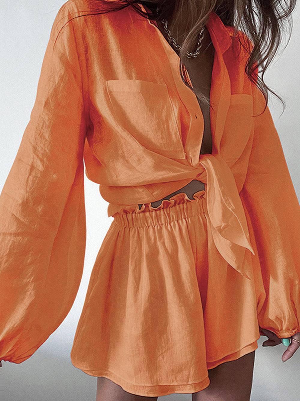 Conjunto Mujer Veraniego de Lino Blusa y Pantalón Corto
