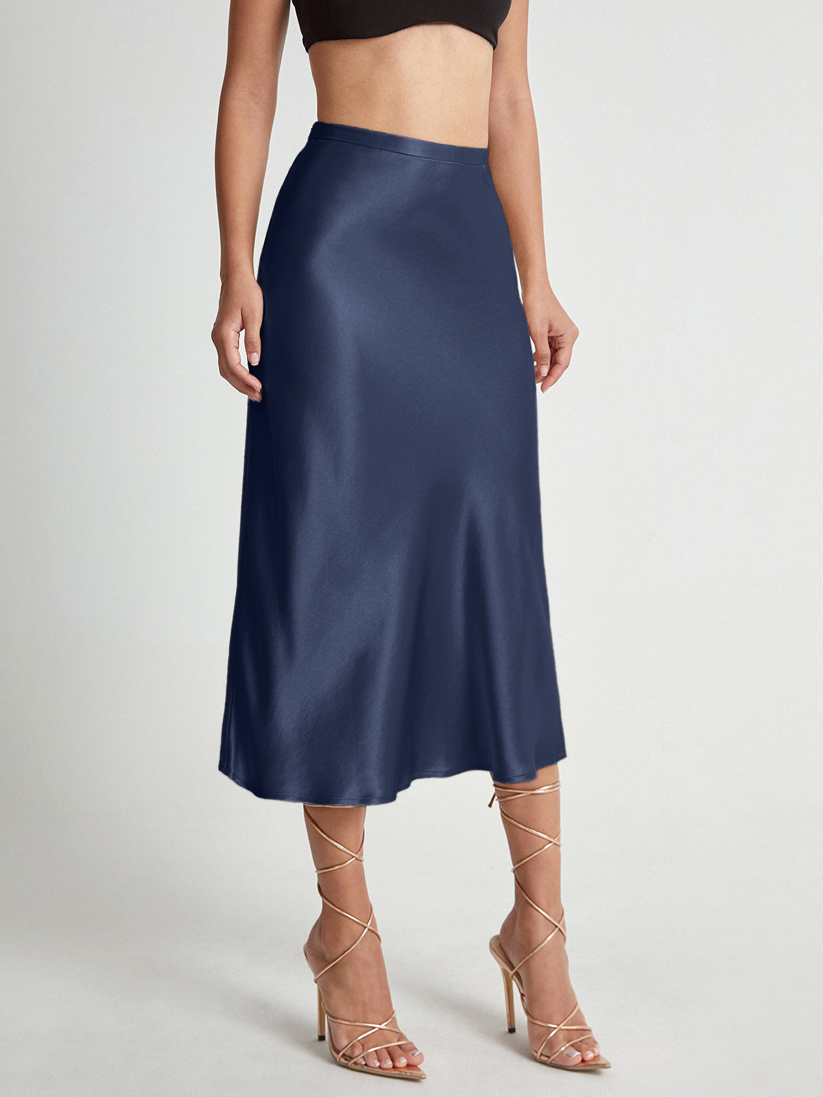 Falda Midi Mujer de Satén Suave Corte Elegante