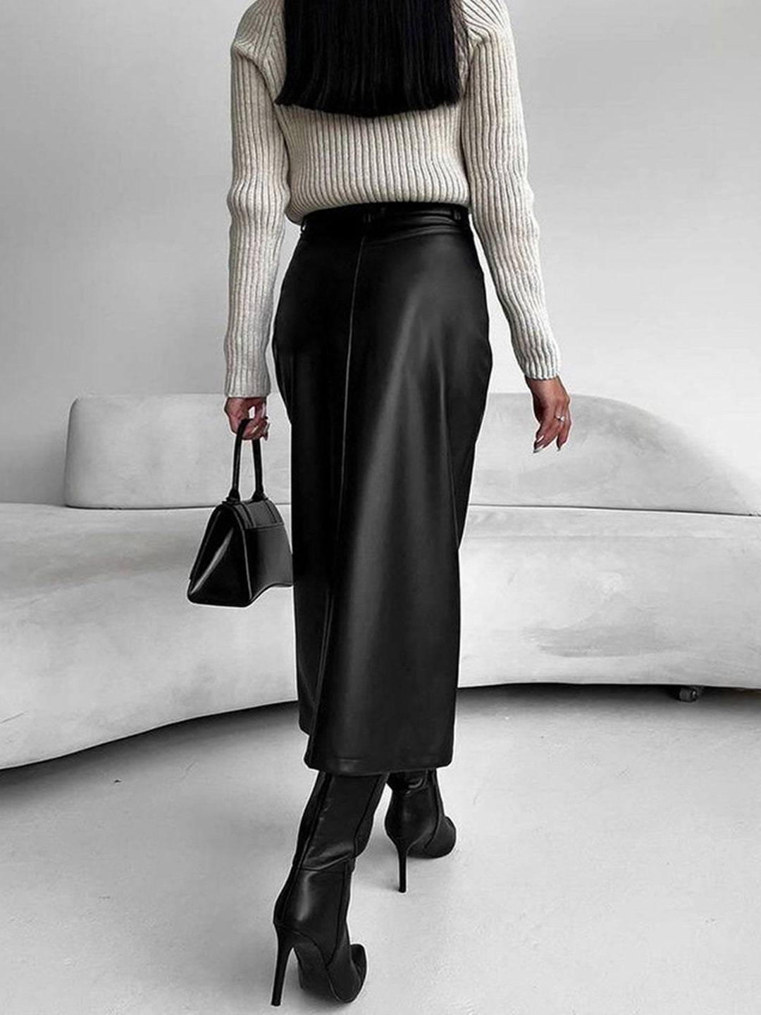 Falda midi mujer con abertura estilo elegante