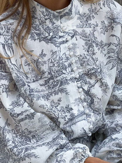 Vestido corto mujer de linea A con lazo y estampado artistico