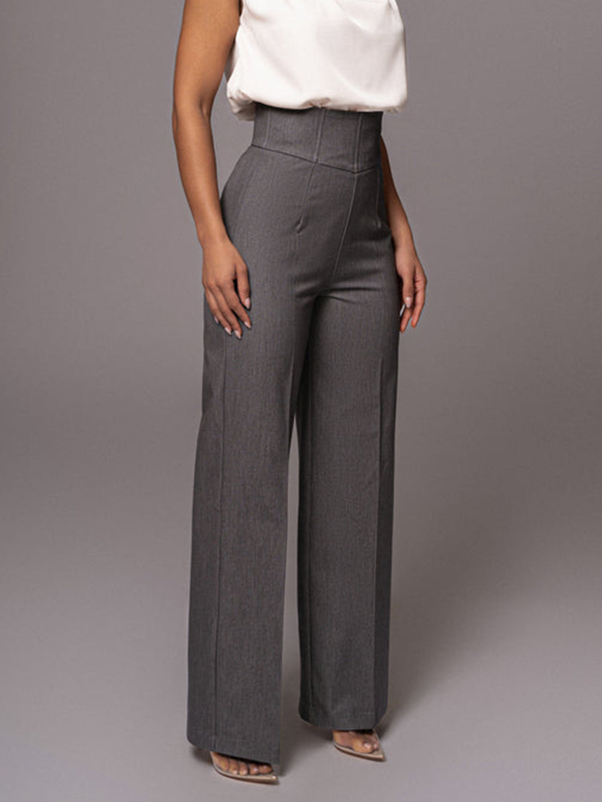 Pantalones Mujer Tiro Alto Pierna Recta