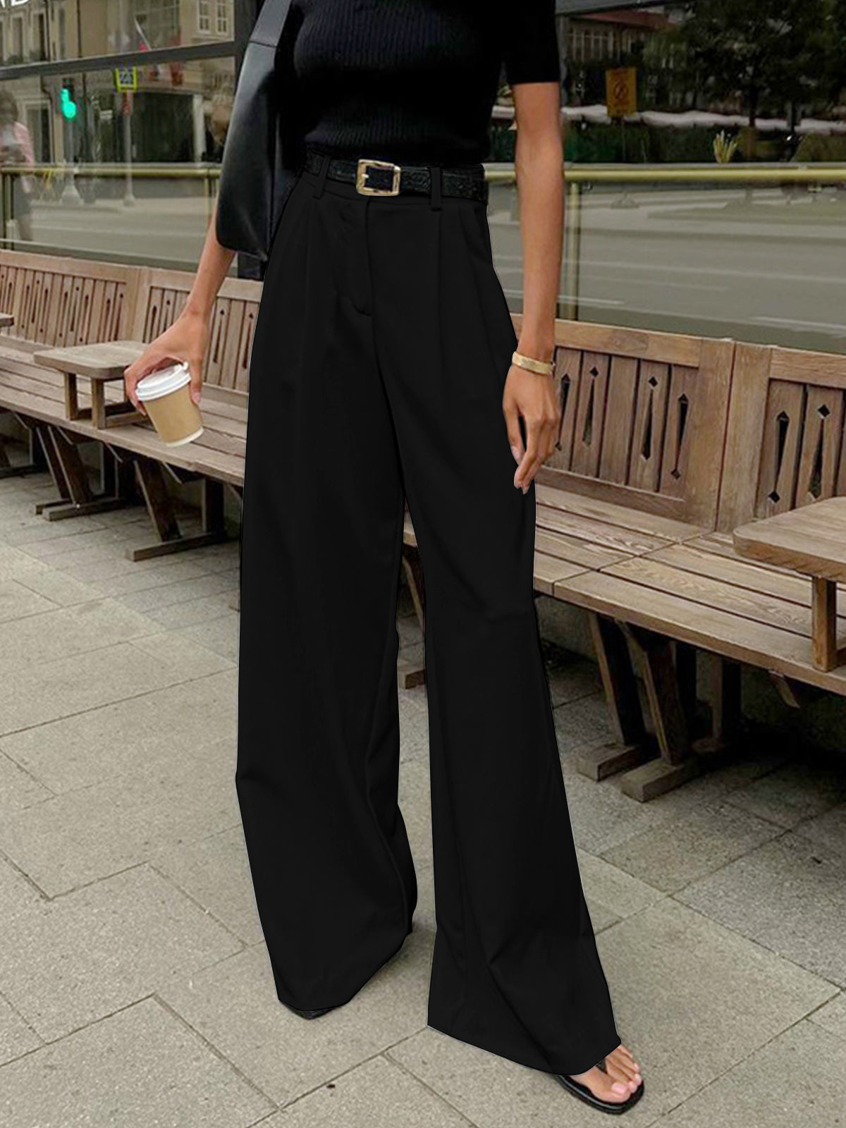 Pantalones Mujer Pierna Ancha Talle Alto