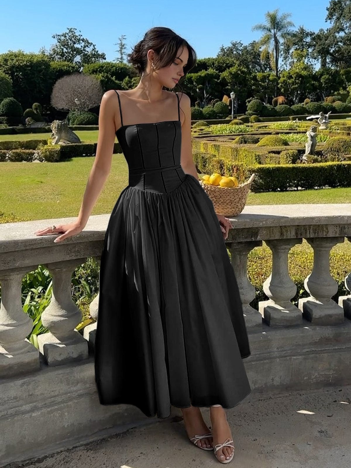 Vestido midi mujer con corsé elegante ajuste entallado
