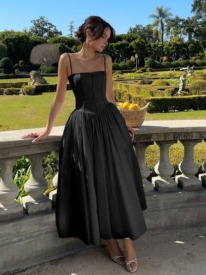 Vestido midi mujer con corsé elegante ajuste entallado