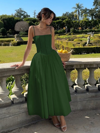 Vestido midi mujer con corsé elegante ajuste entallado