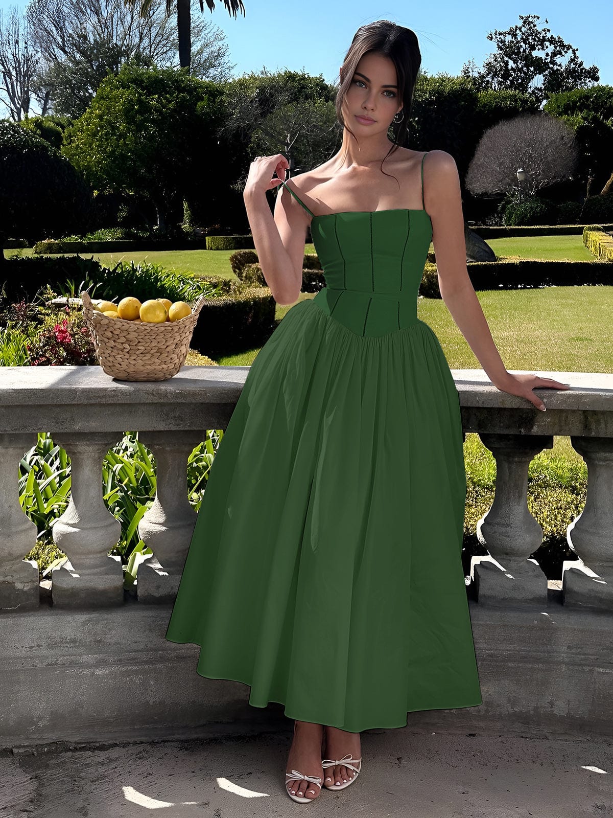 Vestido midi mujer con corsé elegante ajuste entallado