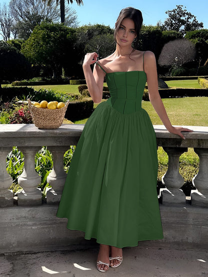 Vestido midi mujer con corsé elegante ajuste entallado