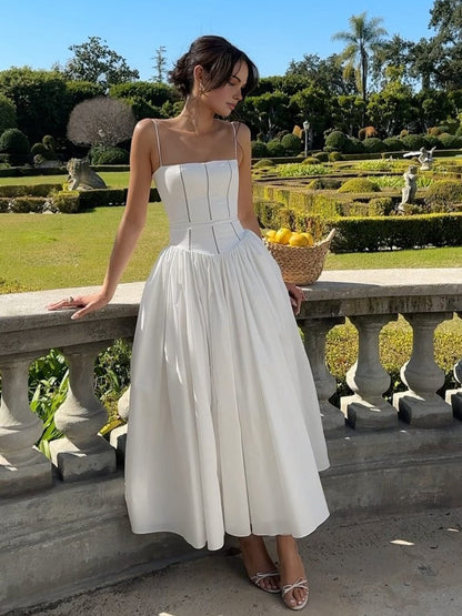 Vestido midi mujer con corsé elegante ajuste entallado - Mavetta