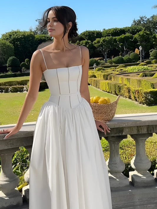 Vestido midi mujer con corsé y tirantes ajustables - Mavetta
