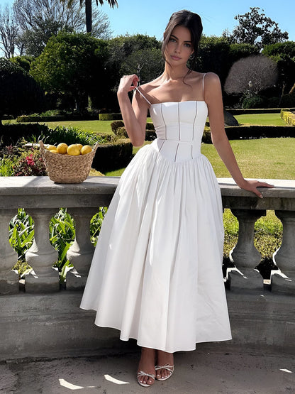 Vestido midi mujer con corsé elegante ajuste entallado