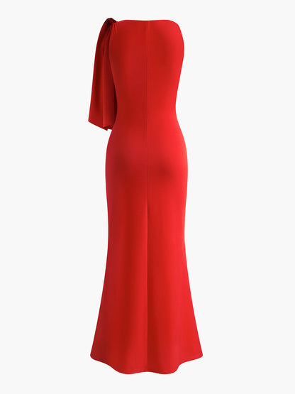 Vestido largo mujer sin mangas detalle anudado