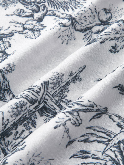 Vestido corto mujer de linea A con lazo y estampado artistico