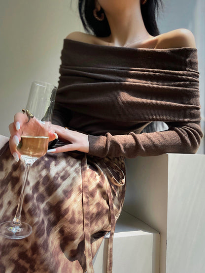 Suéter Mujer Mezcla de Lana Detalle Fruncido Elegante