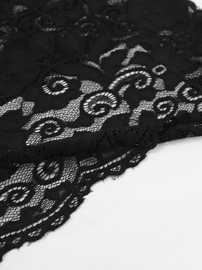 Vestido largo mujer de encaje semitransparente mangas largas