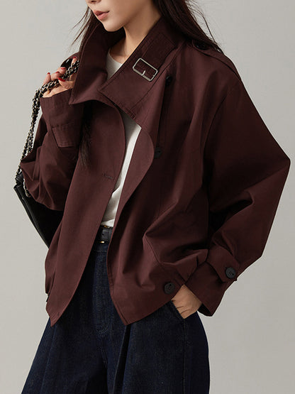 Chaqueta Mujer Utility Corte Holgado Cuello Solapa Botones Frontales
