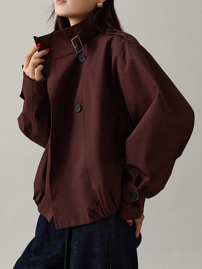 Chaqueta Mujer Utility Corte Holgado Cuello Solapa Botones Frontales
