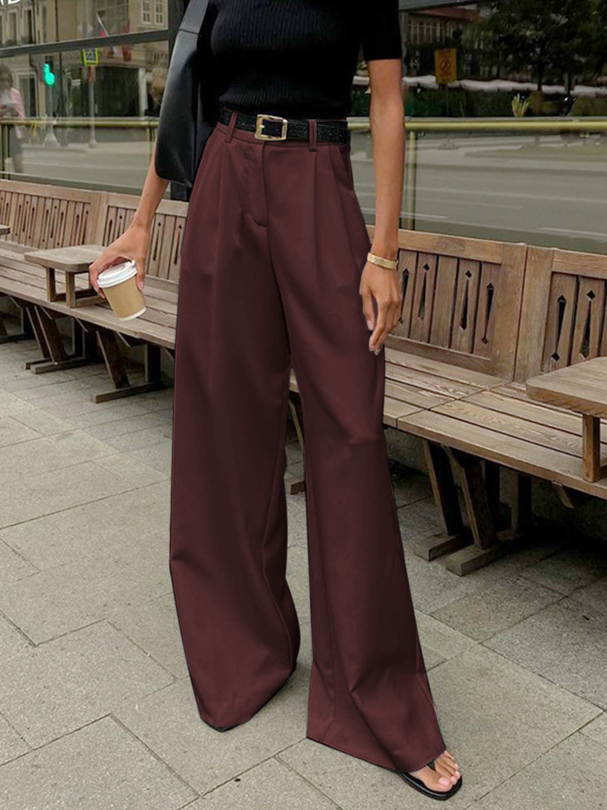 Pantalones Mujer Pierna Ancha Talle Alto