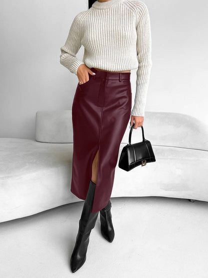 Falda midi mujer con abertura estilo elegante