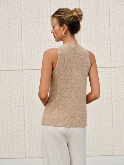 Mujer Sin Mangas Cuello Halter Cruzado