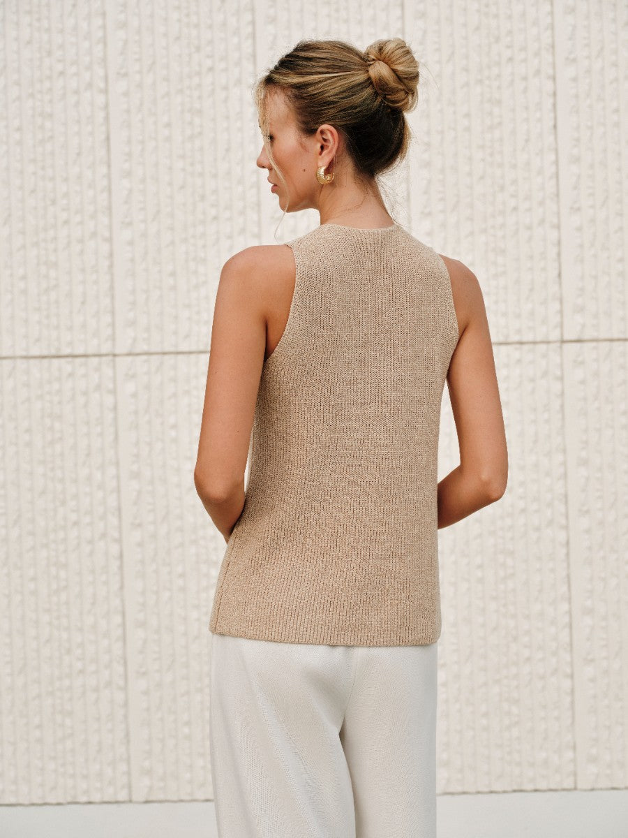 Mujer sin Mangas Cuello Halter Cruzado