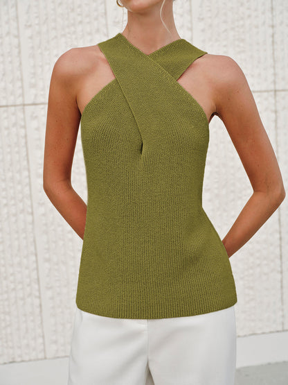 Mujer sin Mangas Cuello Halter Cruzado