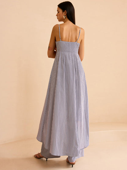 Conjunto Mujer Camisón Rayas y Pantalones Pierna Ancha