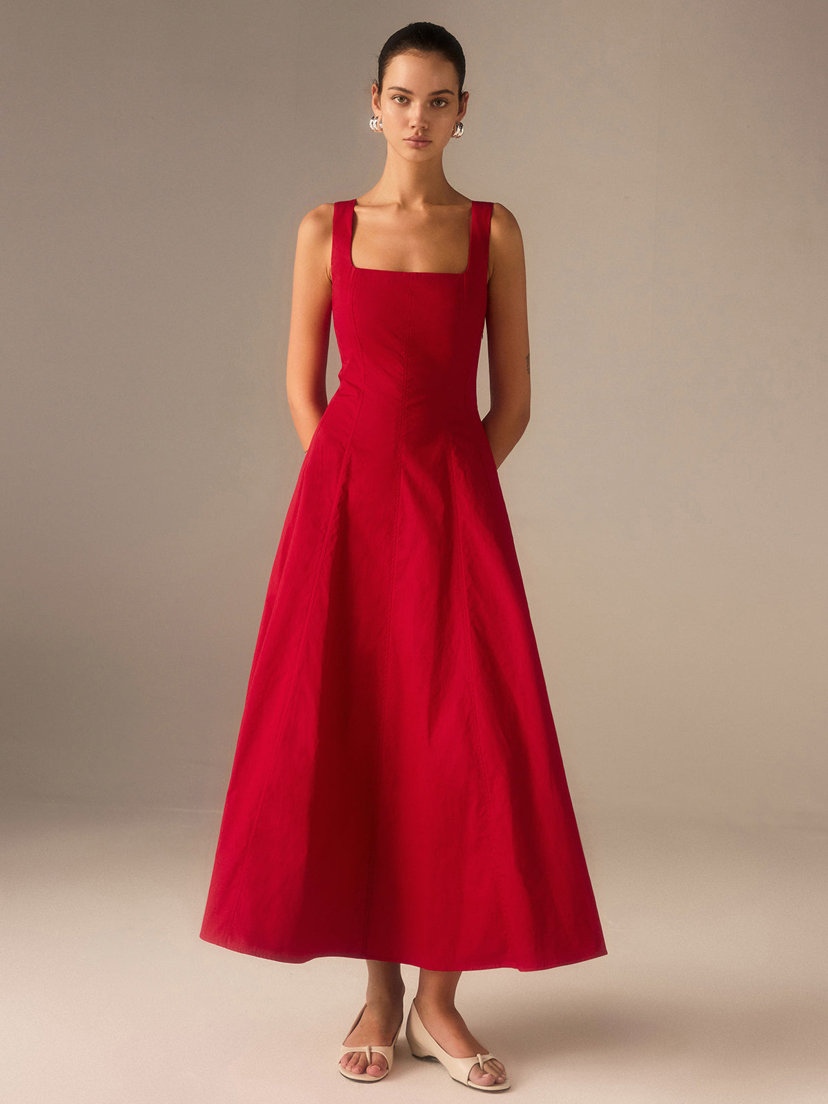 Vestido largo mujer con espalda de cordones