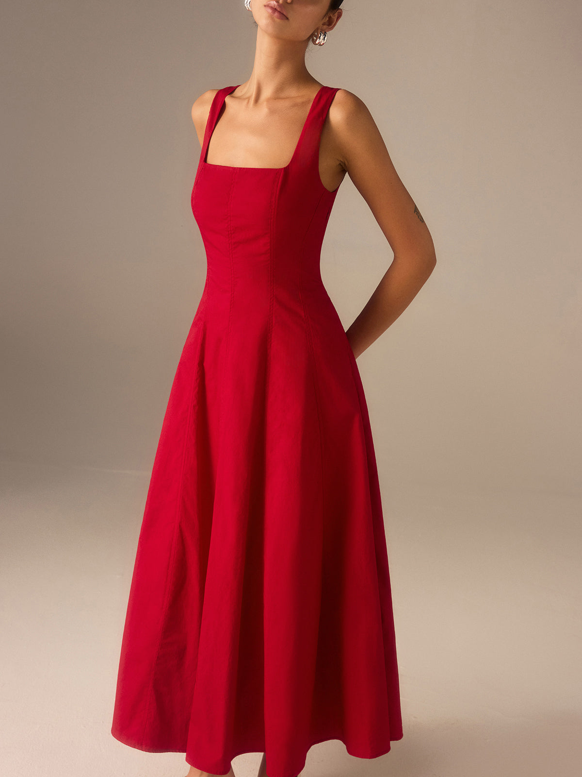 Vestido largo mujer con espalda de cordones