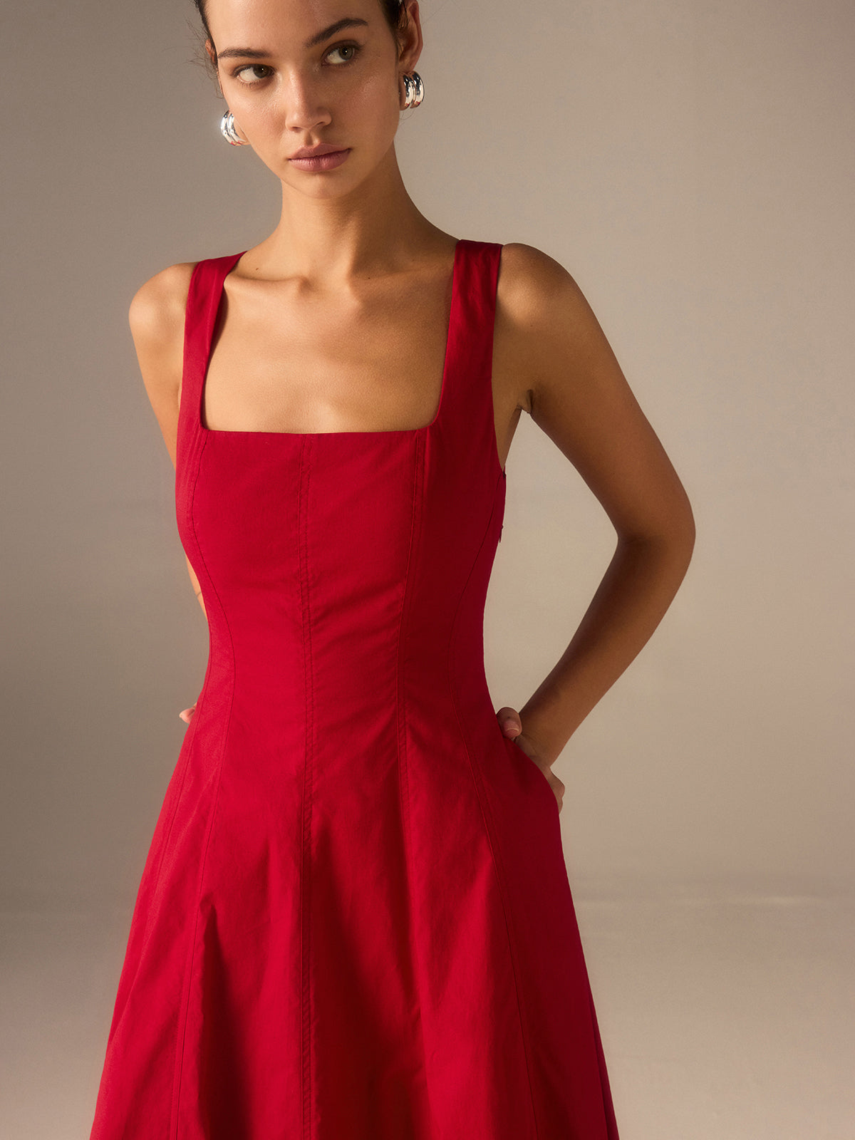 Vestido largo mujer con espalda de cordones