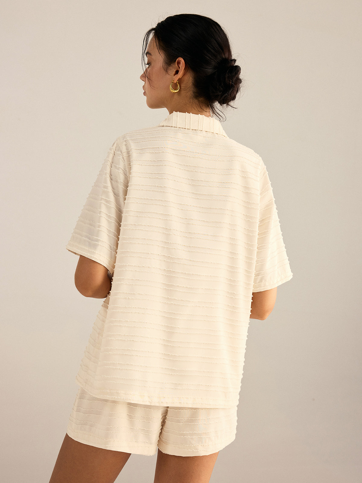 Conjunto Mujer Camisón Rayas y Pantalones Pierna Ancha