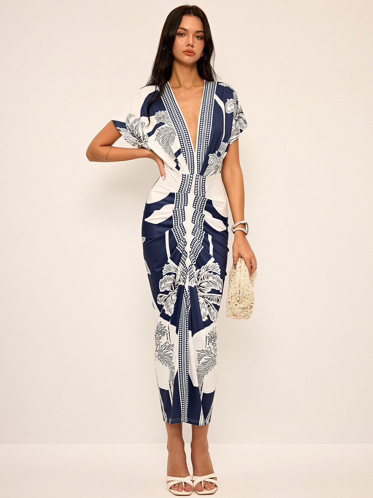 Vestido midi Mujer Estampado Escote en V Sin Mangas - Mavetta