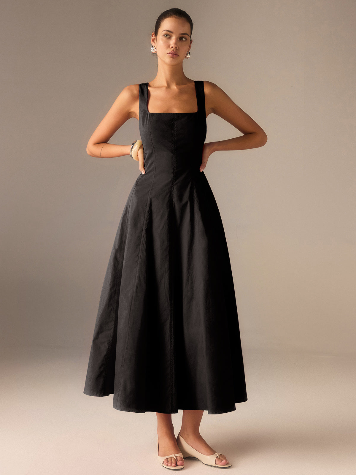Vestido largo mujer con espalda de cordones