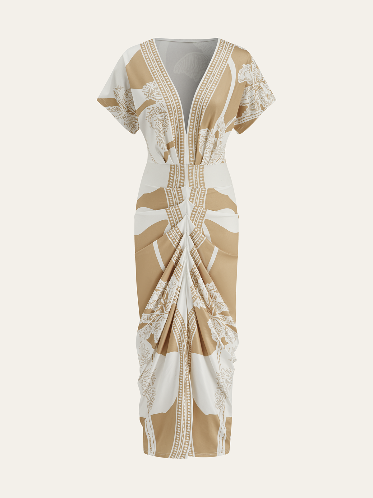 Vestido midi Mujer Estampado Escote en V Sin Mangas