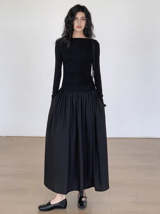 Vestido midi mujer de plumeti con paneles plisados - Mavetta