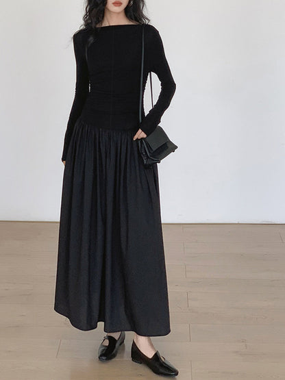 Vestido midi mujer de plumeti con paneles plisados