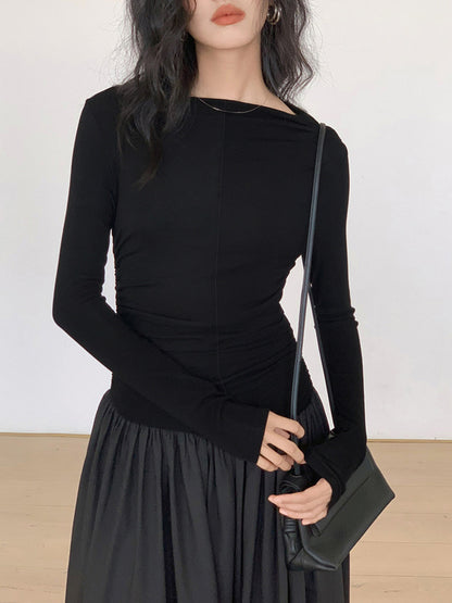 Vestido midi mujer de plumeti con paneles plisados