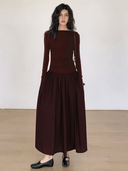 Vestido midi mujer de plumeti con paneles plisados