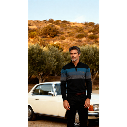 Jersey Hombre con Cremallera Cuello Alto Ajuste Regular