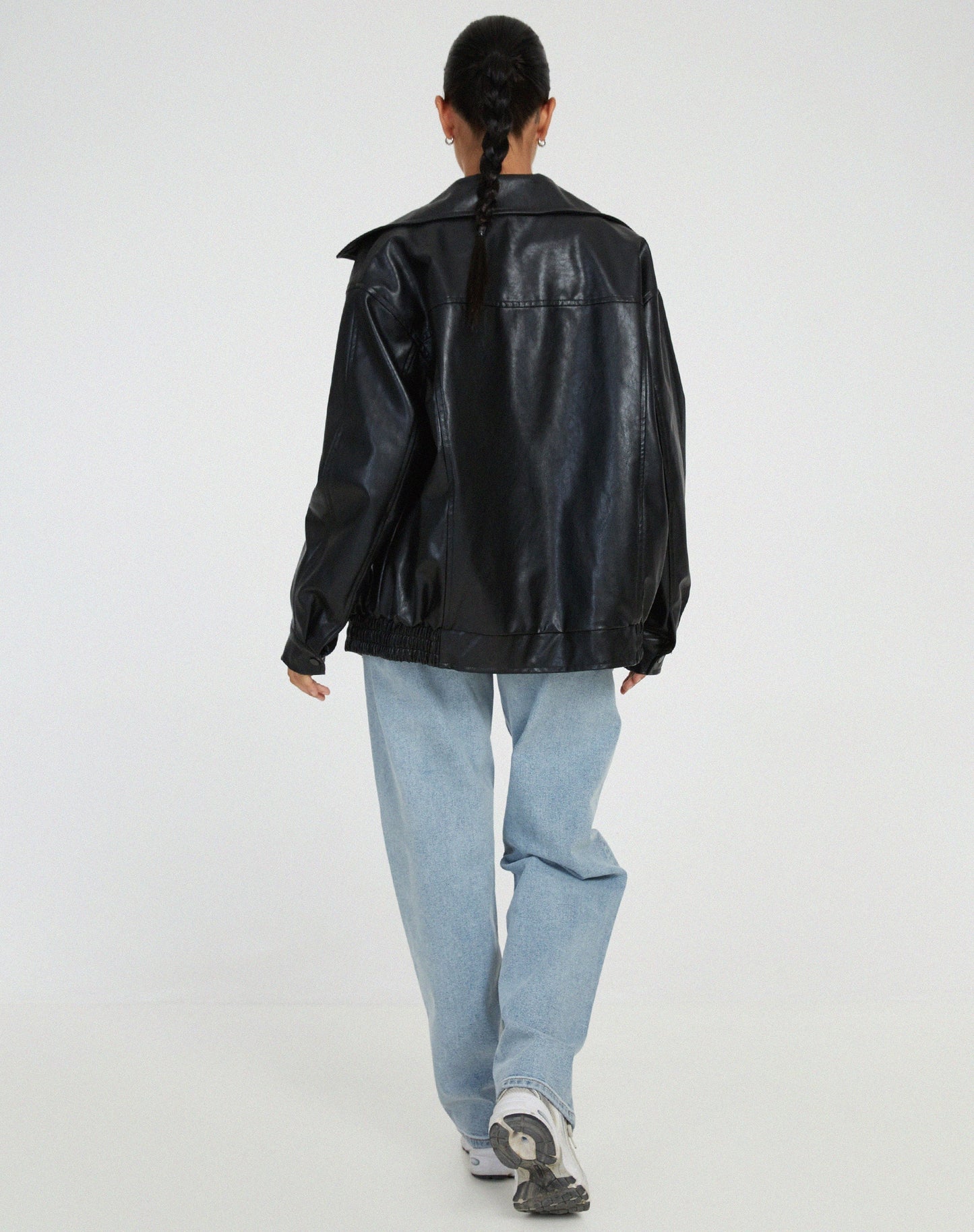 Chaqueta bomber mujer de cuero sintético cuello y cremallera
