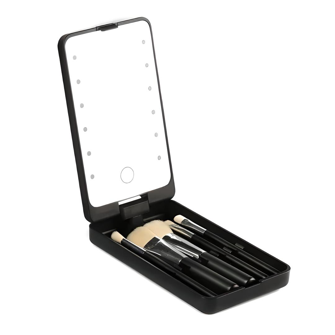 Set de brochas maquillaje Unisex con estuche compacto viaje