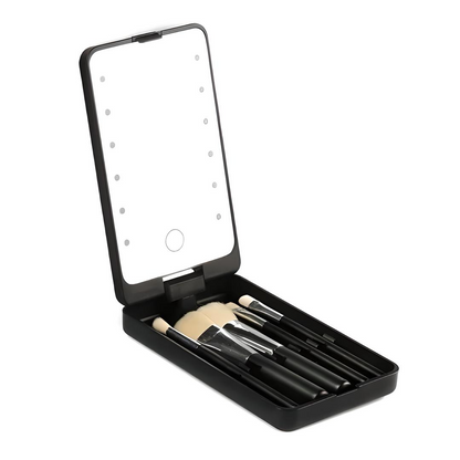 Set de brochas maquillaje Unisex con estuche compacto viaje