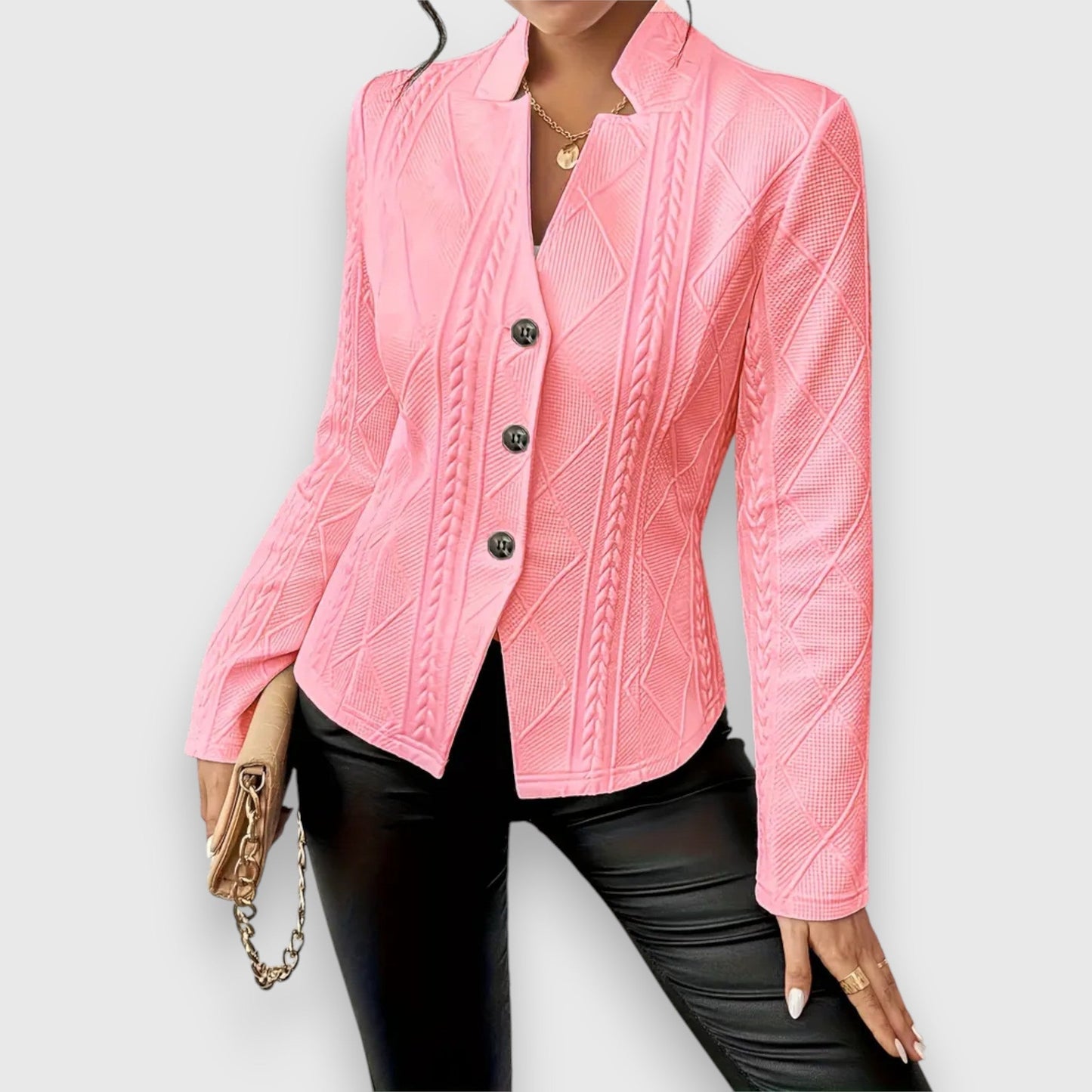 Blazer Mujer con Textura Estructurada Corte Entallado