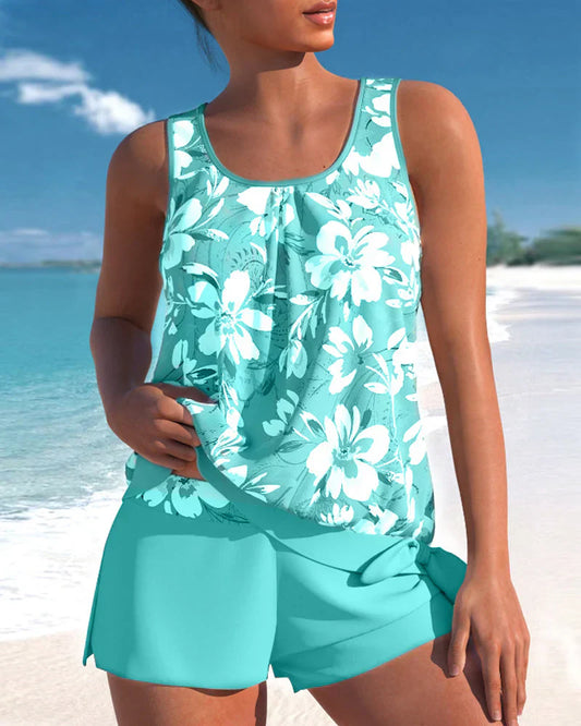 Conjunto Tankini Mujer Sin Mangas y Pantalones Cortos Playa - Mavetta