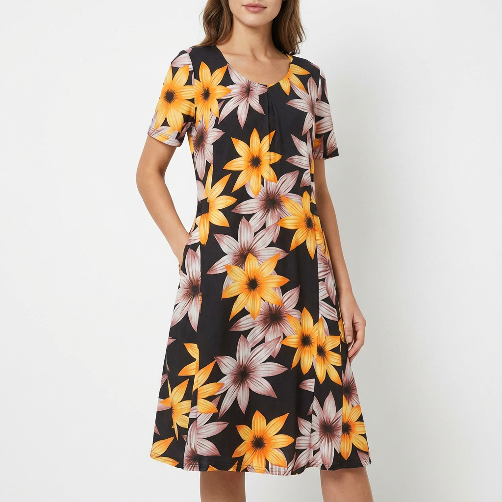 Vestido midi mujer Acampanado Estampado Floral