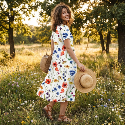 Vestido midi mujer Acampanado Estampado Floral