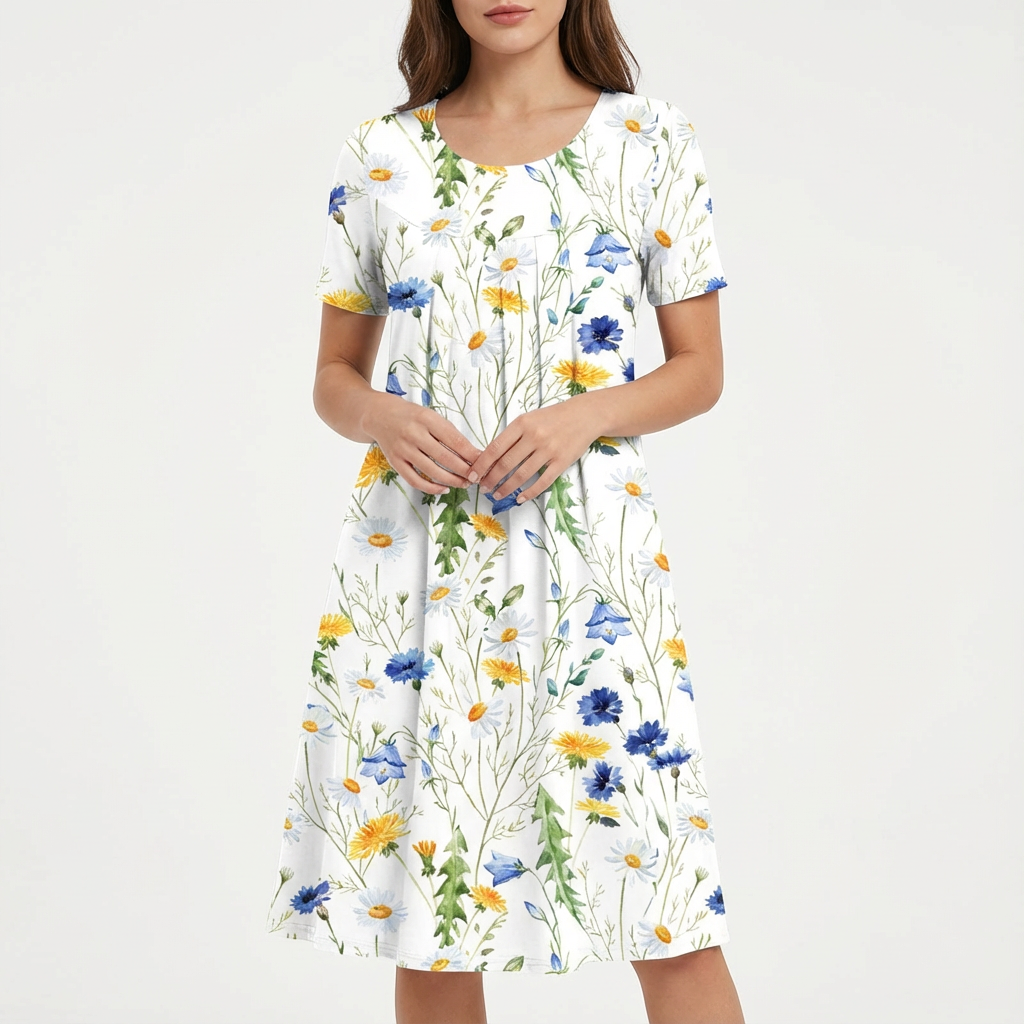 Vestido midi mujer Acampanado Estampado Floral
