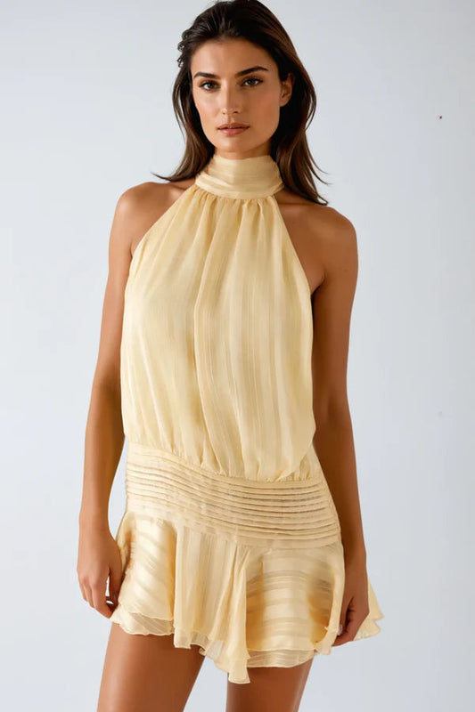 Vestido Mini Mujer con Cuello Halter Ajuste Elegante - Mavetta